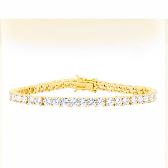 Freida Rothman Midnight Tri-Tone 14K Gold Tennis Bracelet White Zirconia NEW - Picture 2 of 12